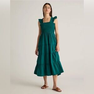 Quince 100% Organic Cotton Poplin Smocked Midi Dress